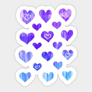 Painted Purple Hearts Sticker